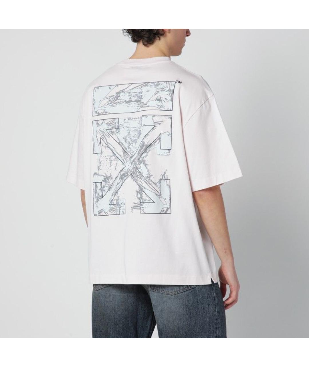 OFF-WHITE Бежевая хлопковая футболка, фото 2