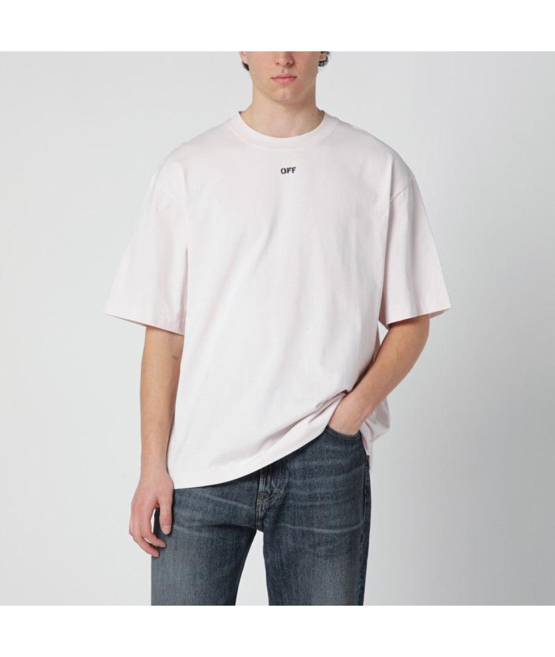 OFF-WHITE Бежевая хлопковая футболка, фото 3