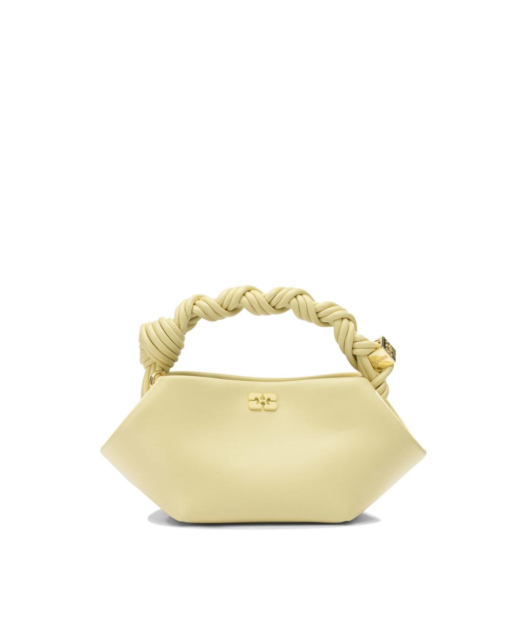 GANNI Желтая кожаная сумка с короткими ручками, фото 1