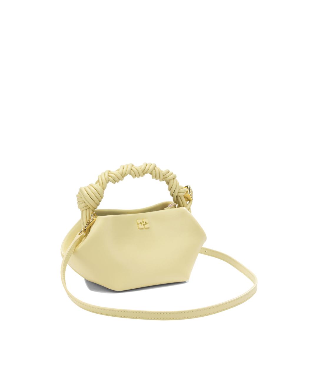 GANNI Желтая кожаная сумка с короткими ручками, фото 2