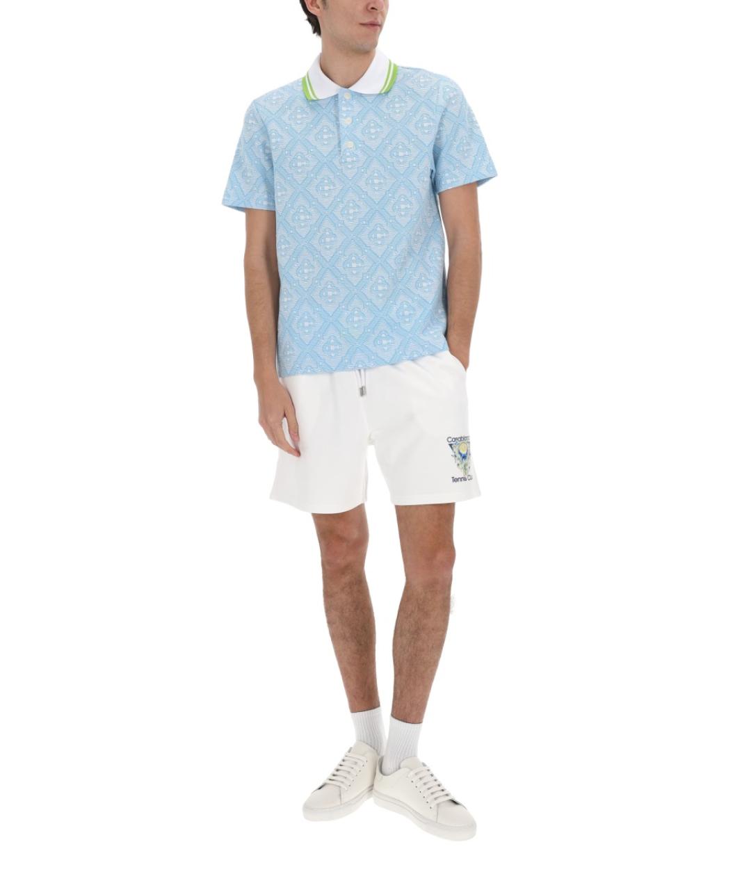 CASABLANCA Голубое хлопковое поло с коротким рукавом, фото 5