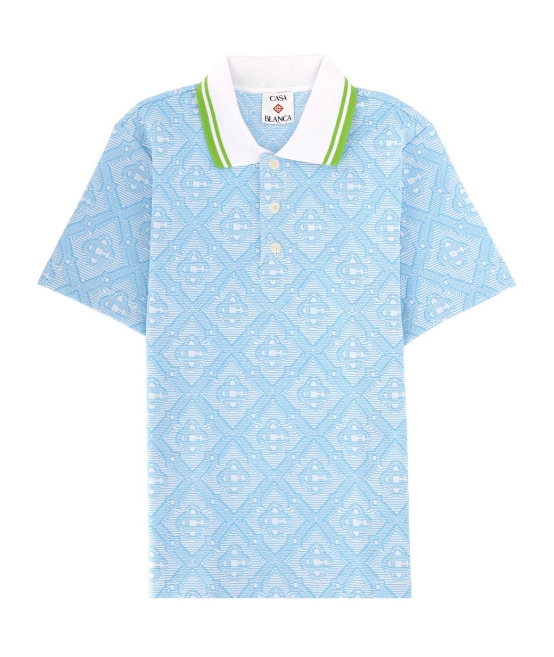 CASABLANCA Голубое хлопковое поло с коротким рукавом, фото 1