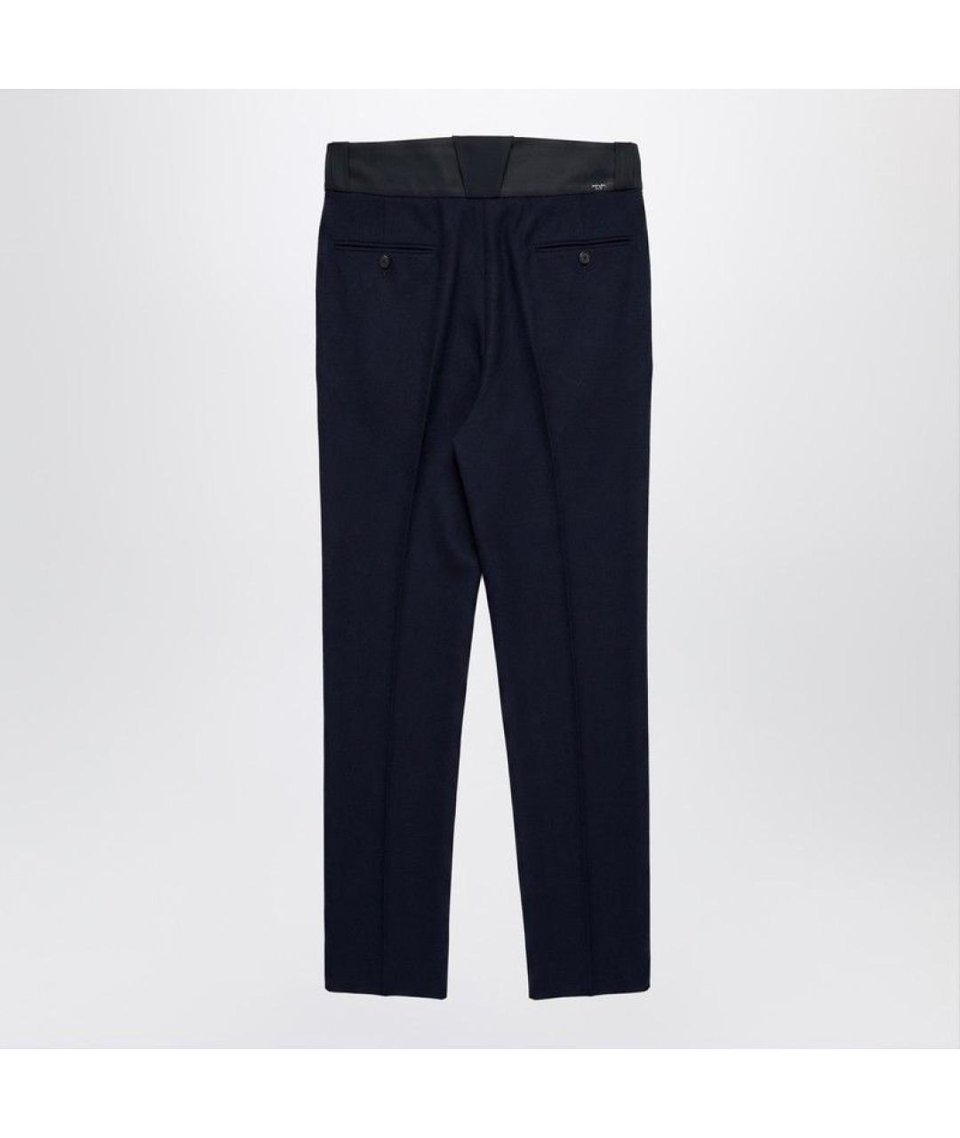 PRADA Синие шерстяные повседневные брюки, фото 2