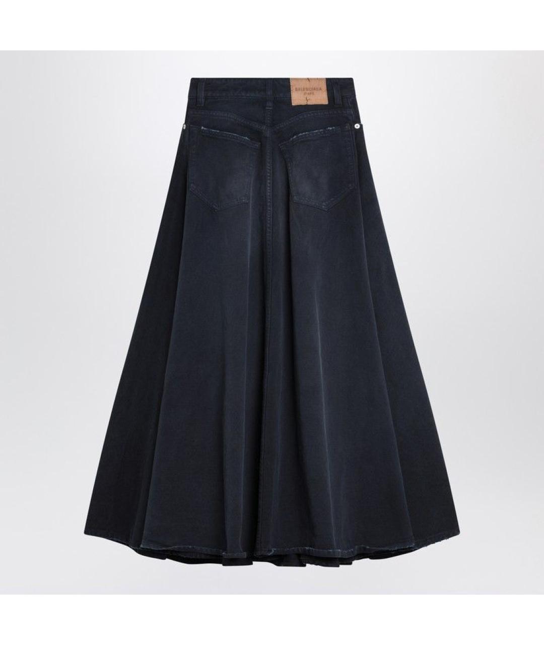 BALENCIAGA Темно-синяя хлопковая юбка макси, фото 2