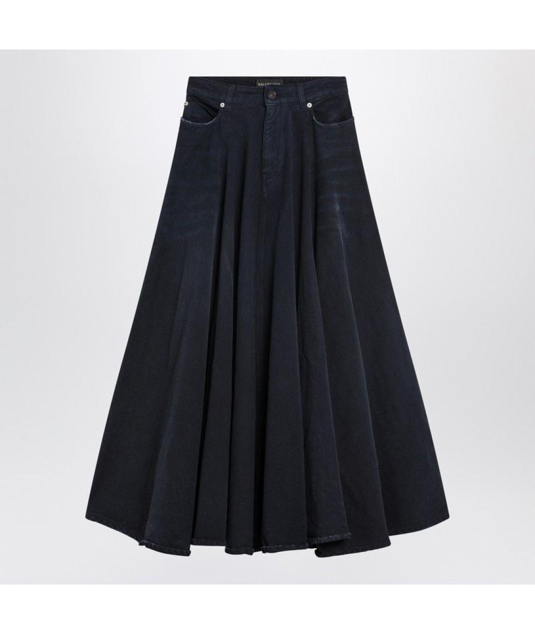BALENCIAGA Темно-синяя хлопковая юбка макси, фото 3
