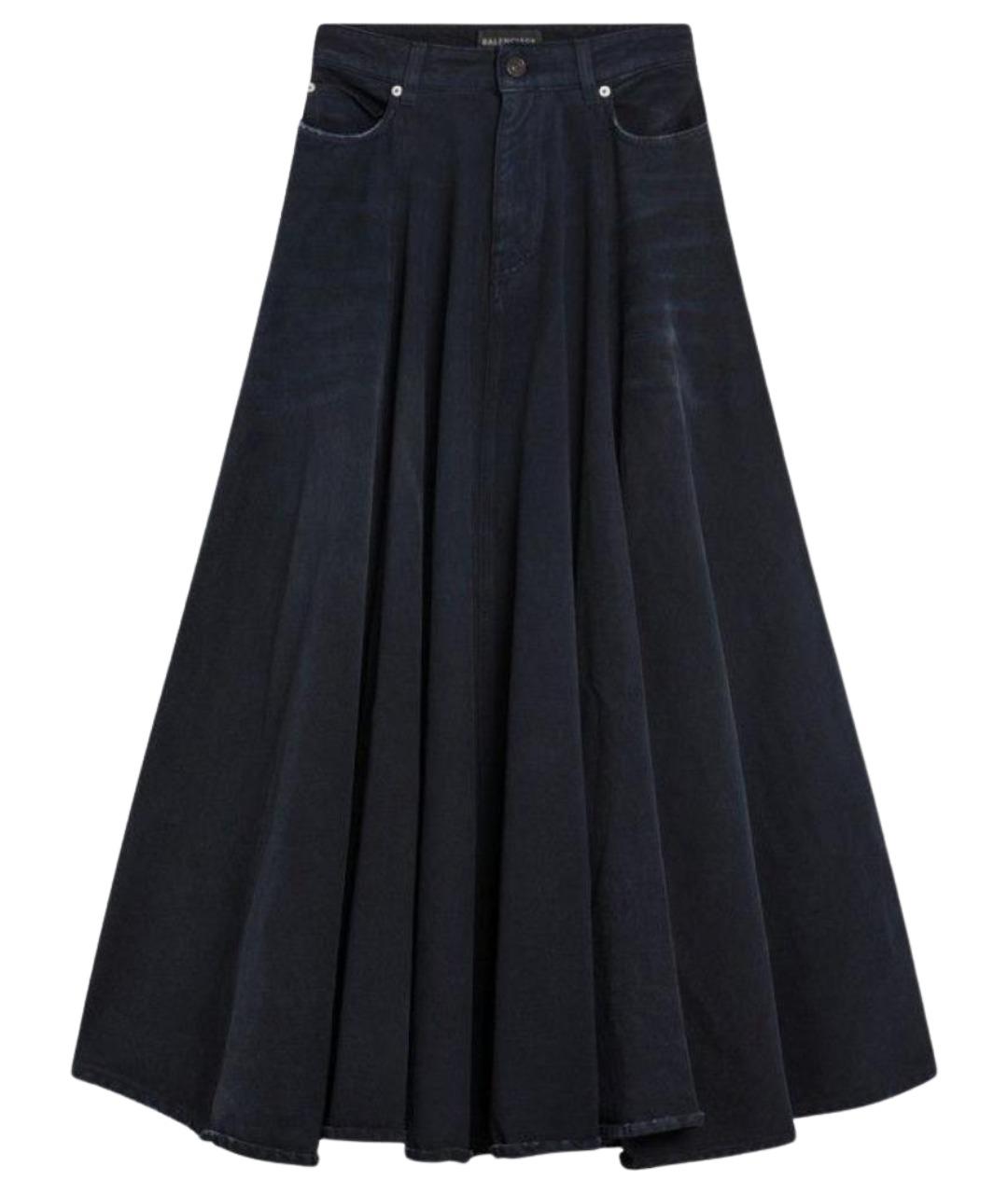 BALENCIAGA Темно-синяя хлопковая юбка макси, фото 1