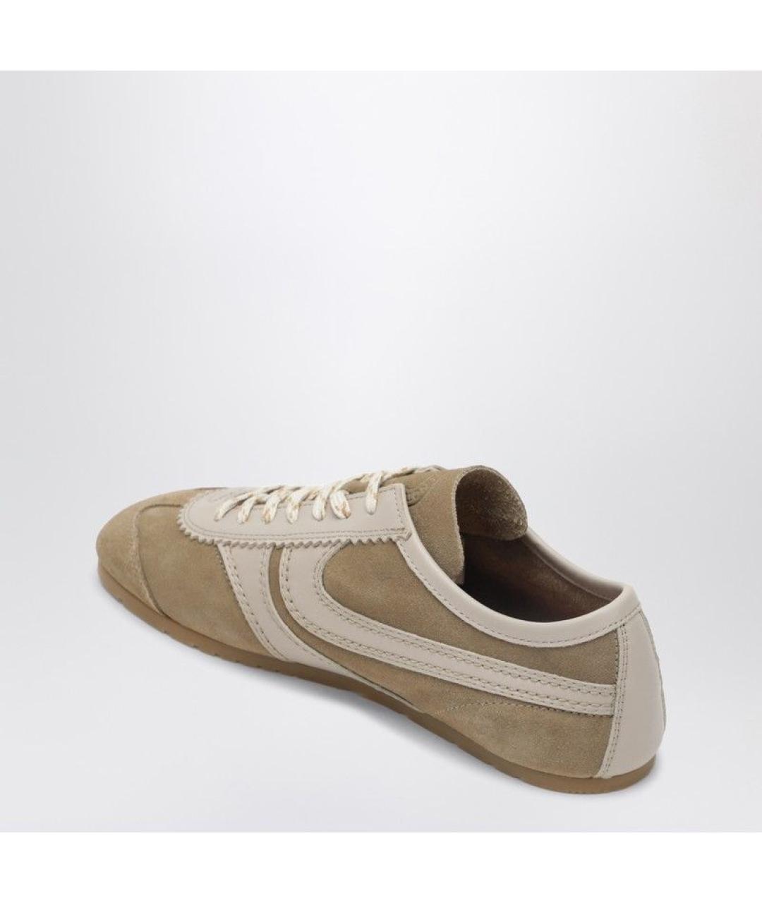 DRIES VAN NOTEN Бежевые замшевые кроссовки, фото 3