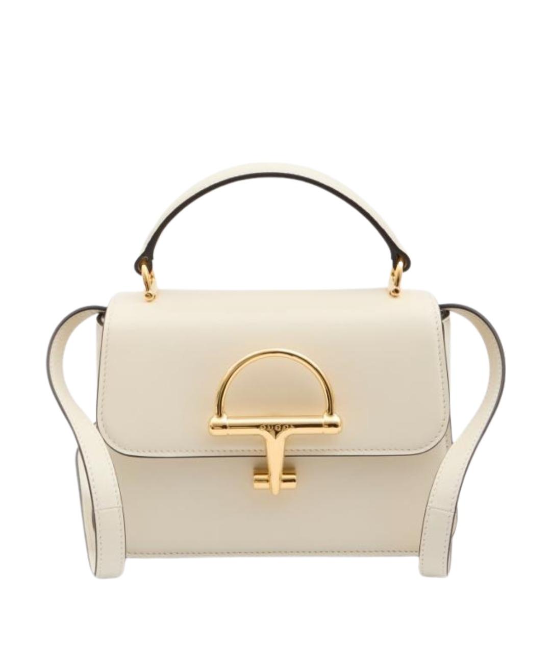 GUCCI Белая кожаная сумка с короткими ручками, фото 1