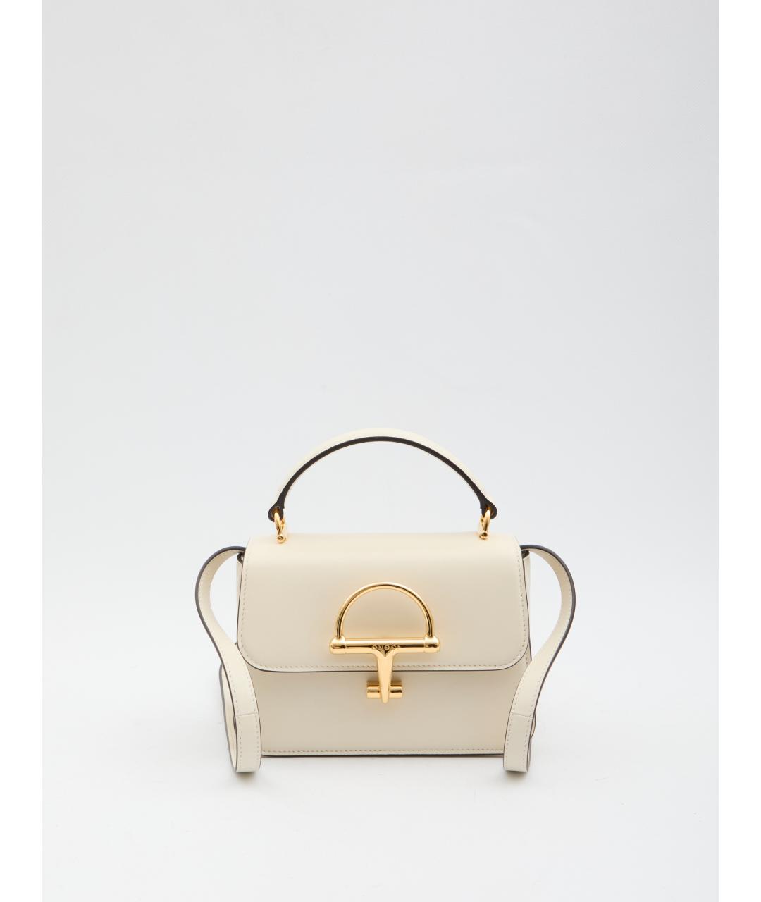 GUCCI Белая кожаная сумка с короткими ручками, фото 5