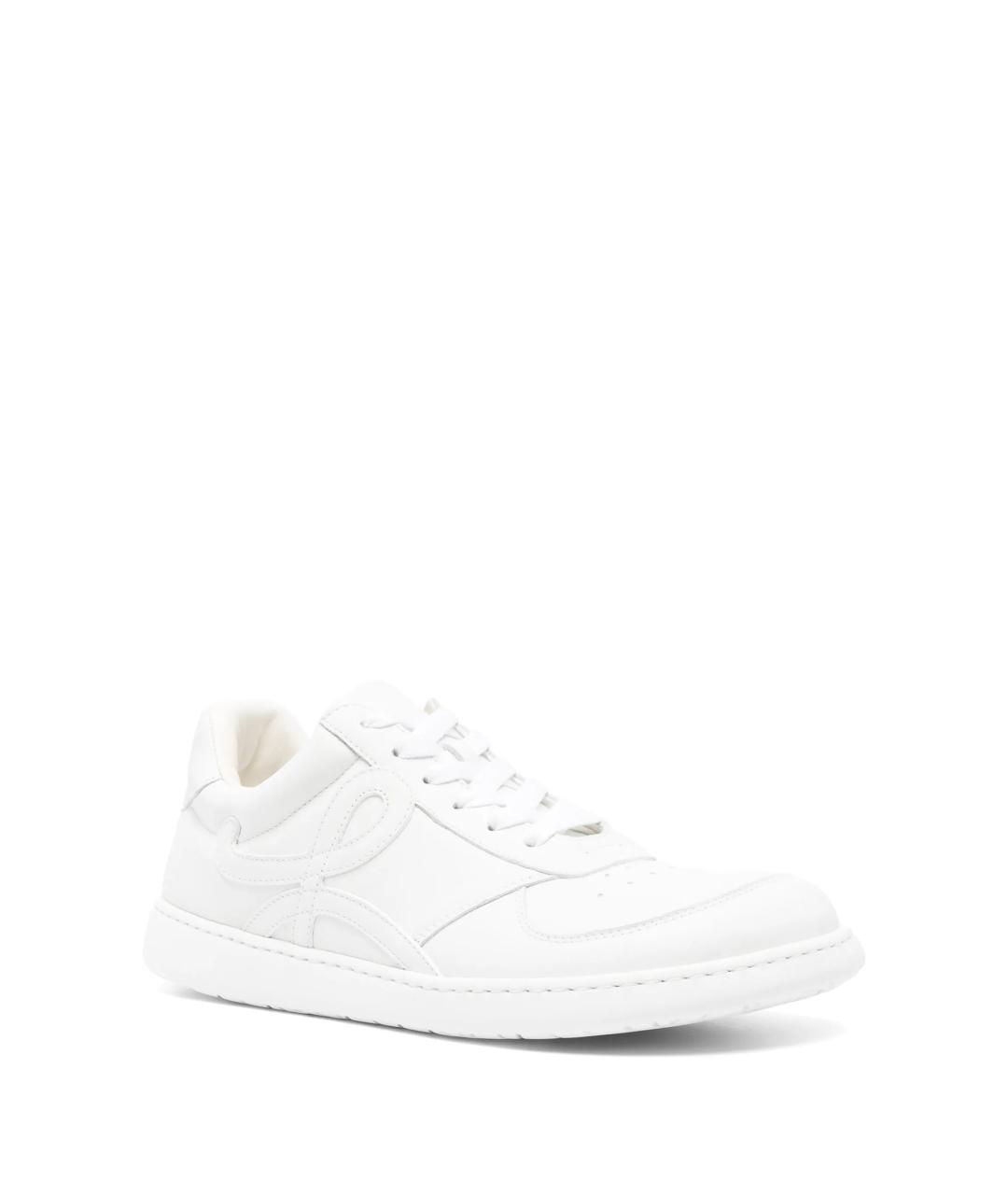LOEWE Белые кожаные низкие кроссовки / кеды, фото 3