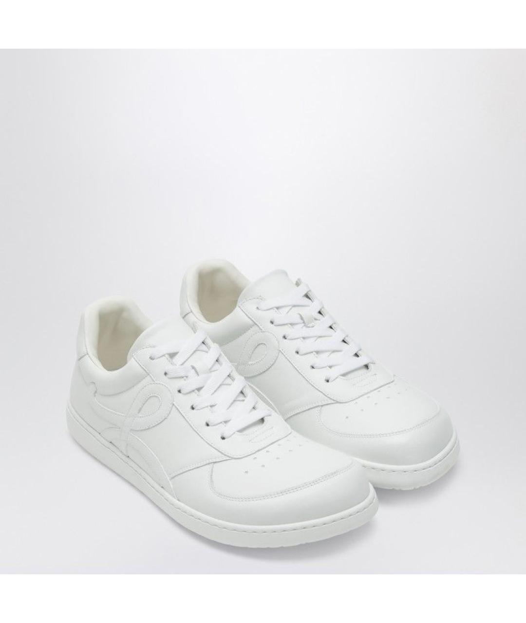 LOEWE Белые кожаные низкие кроссовки / кеды, фото 4