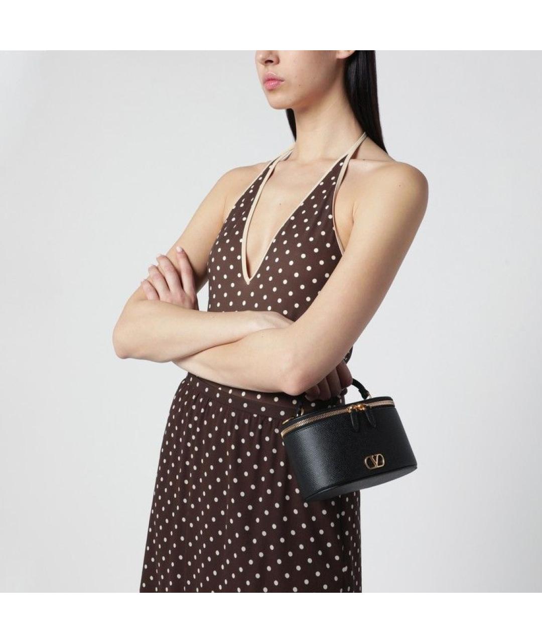 VALENTINO Черная кожаная сумка через плечо, фото 2