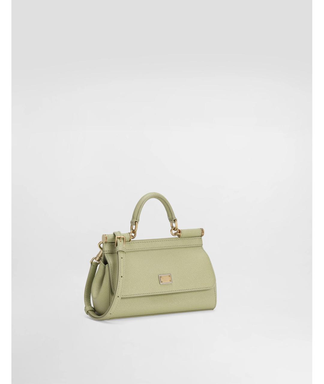 DOLCE&GABBANA Зеленая кожаная сумка тоут, фото 3