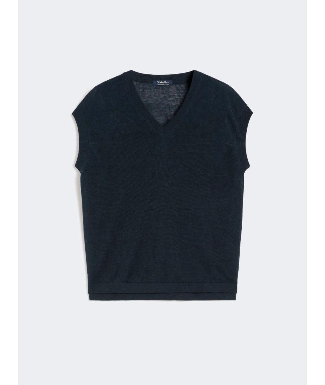 'S MAX MARA Синий льняной жилет, фото 4