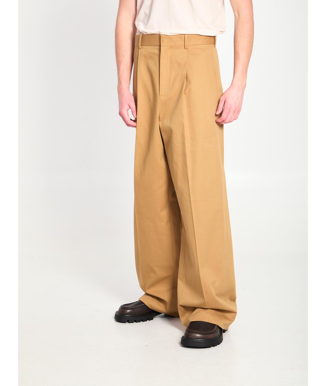 LOEWE Бежевые хлопковые повседневные брюки, фото 2