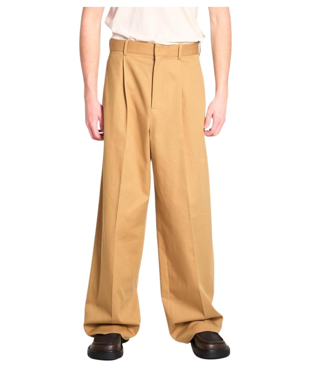 LOEWE Бежевые хлопковые повседневные брюки, фото 1