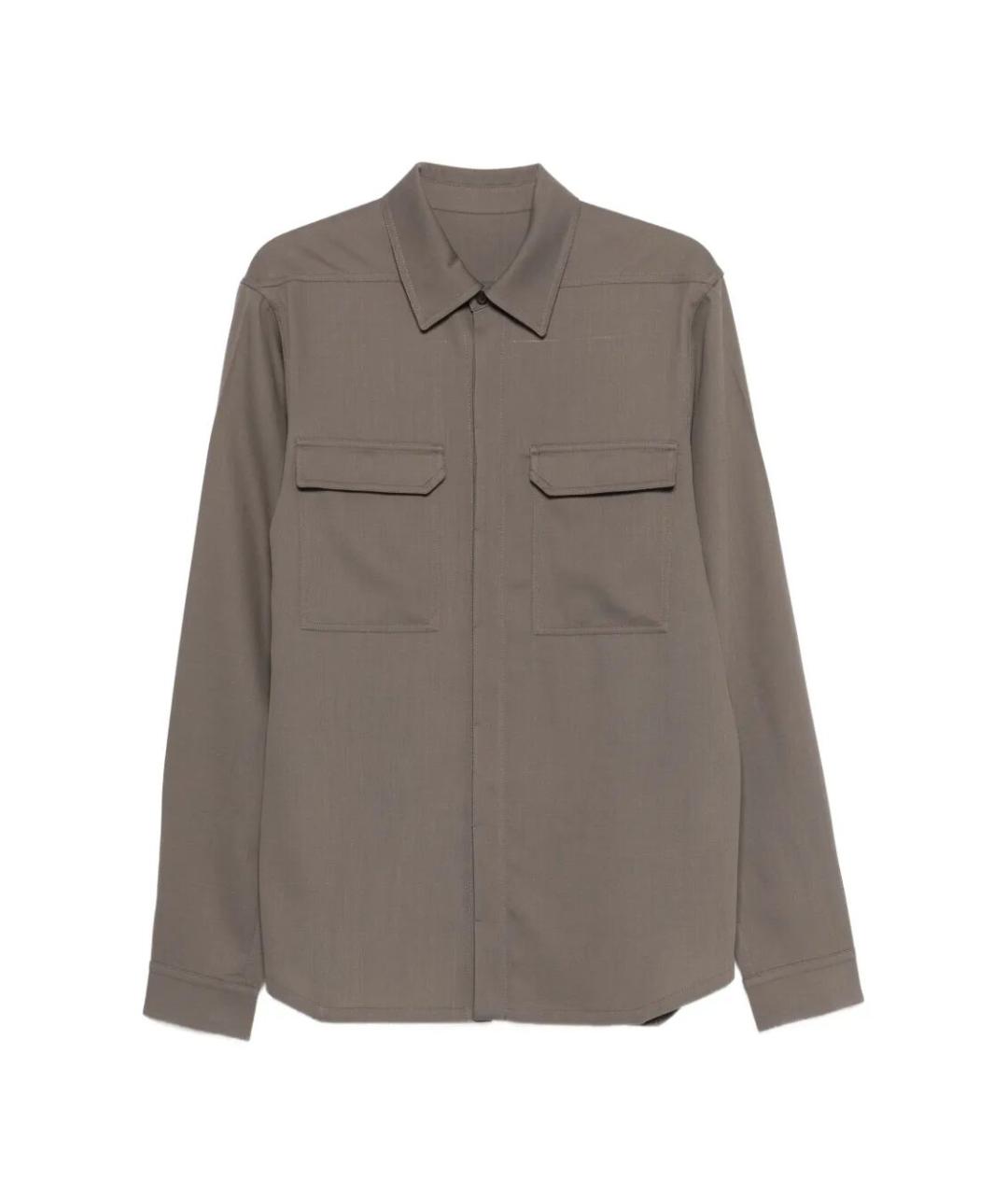 RICK OWENS Серая шерстяная кэжуал рубашка, фото 1