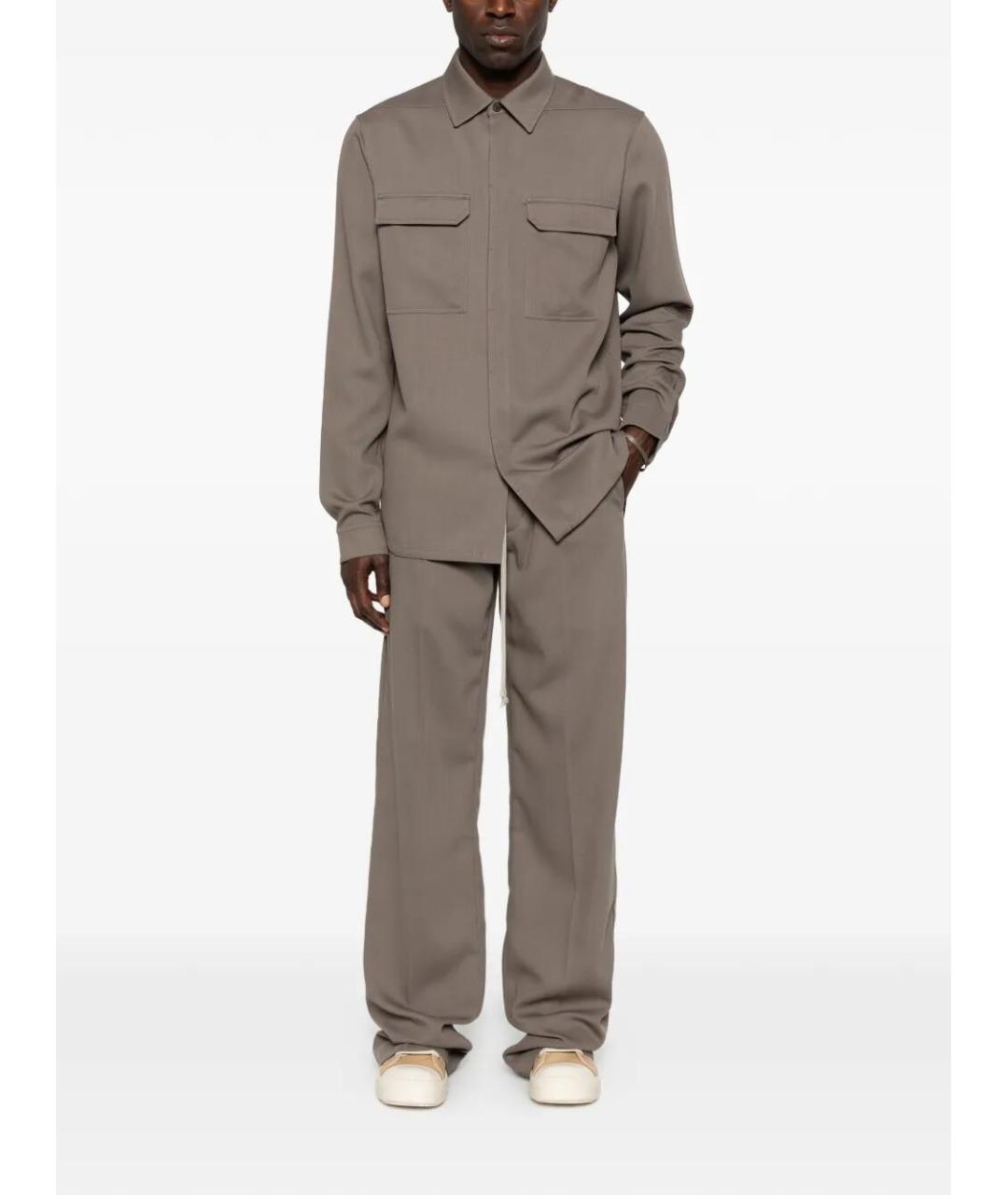 RICK OWENS Серая шерстяная кэжуал рубашка, фото 4