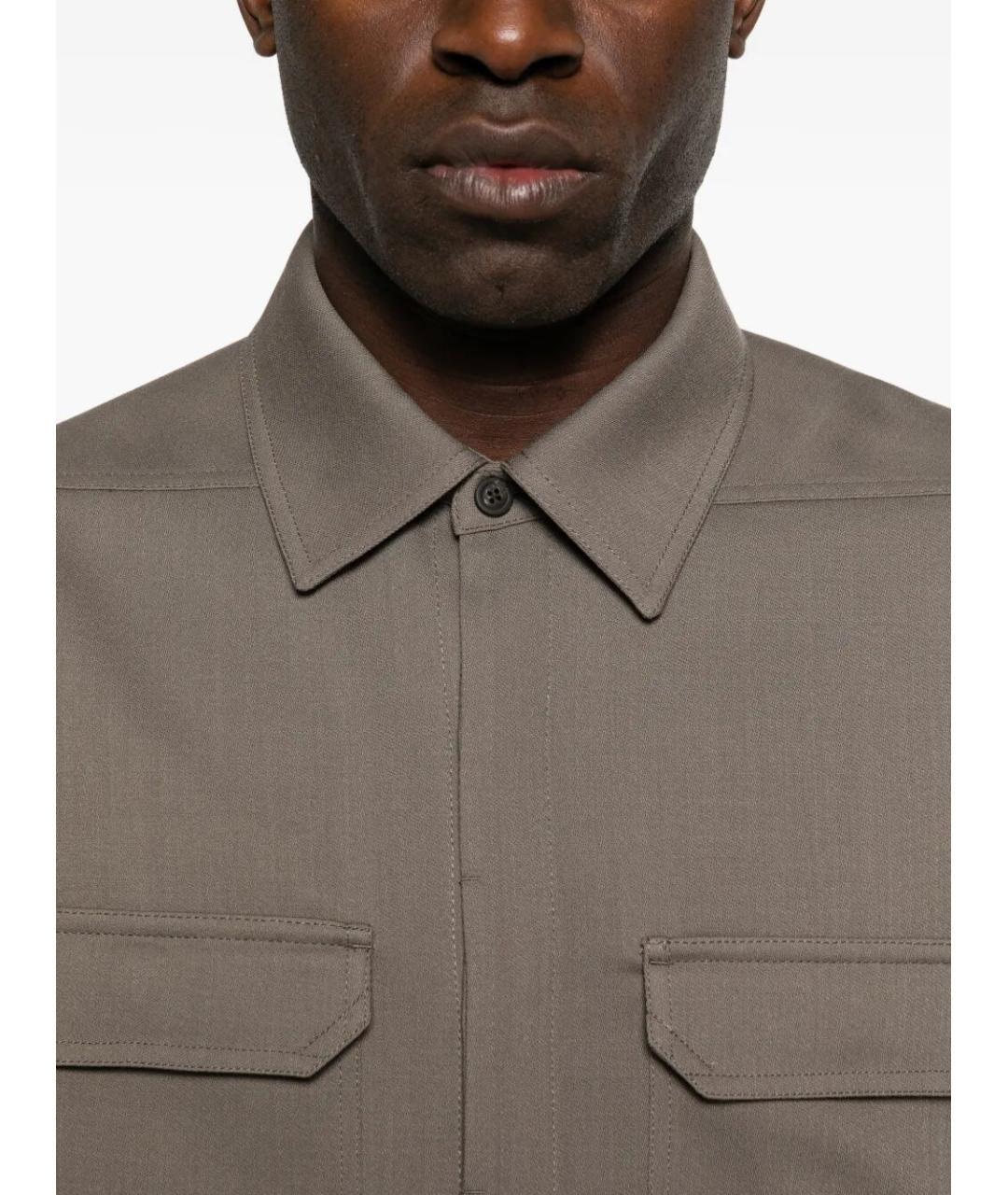 RICK OWENS Серая шерстяная кэжуал рубашка, фото 5