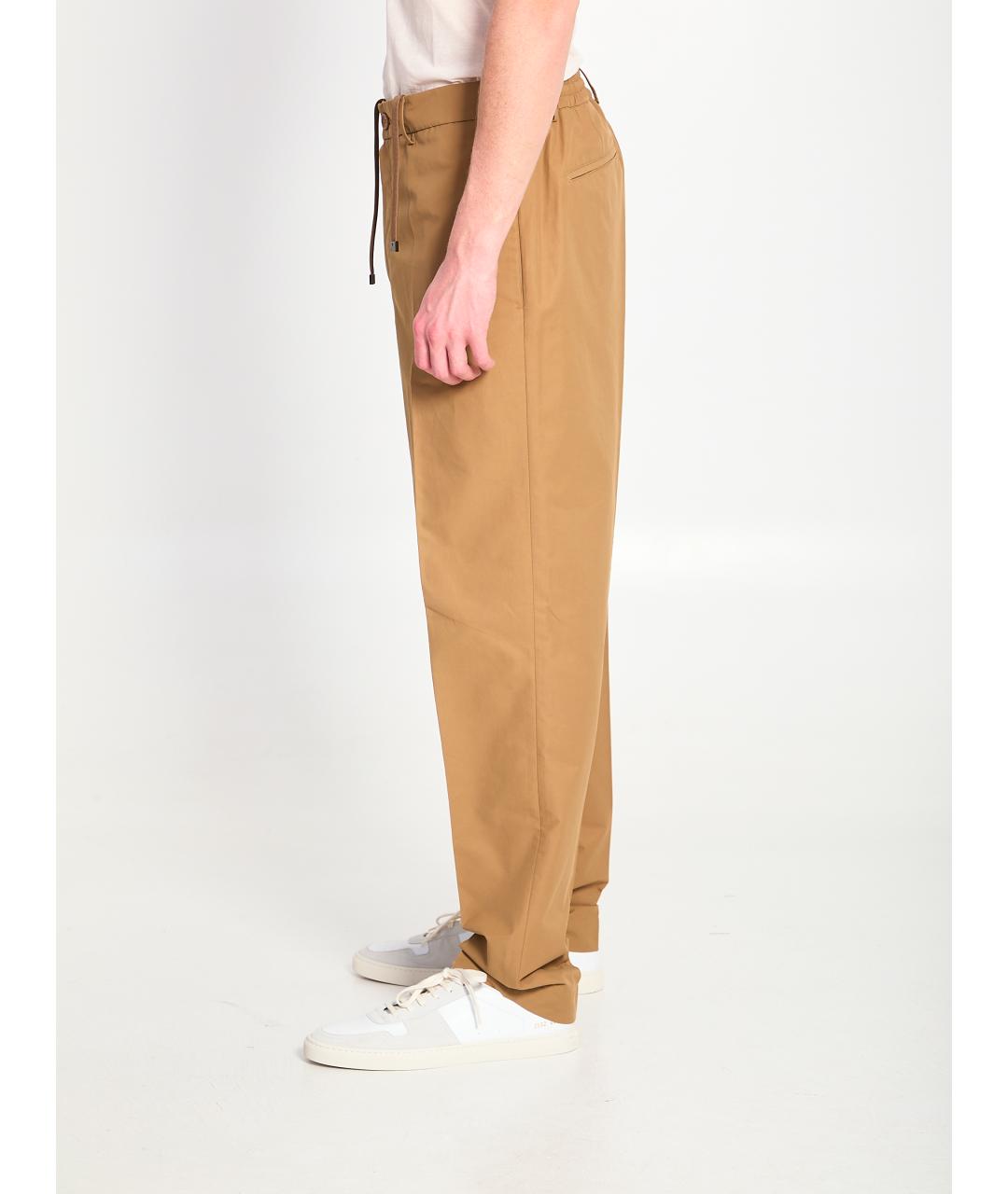 MONCLER Коричневые хлопковые повседневные брюки, фото 3