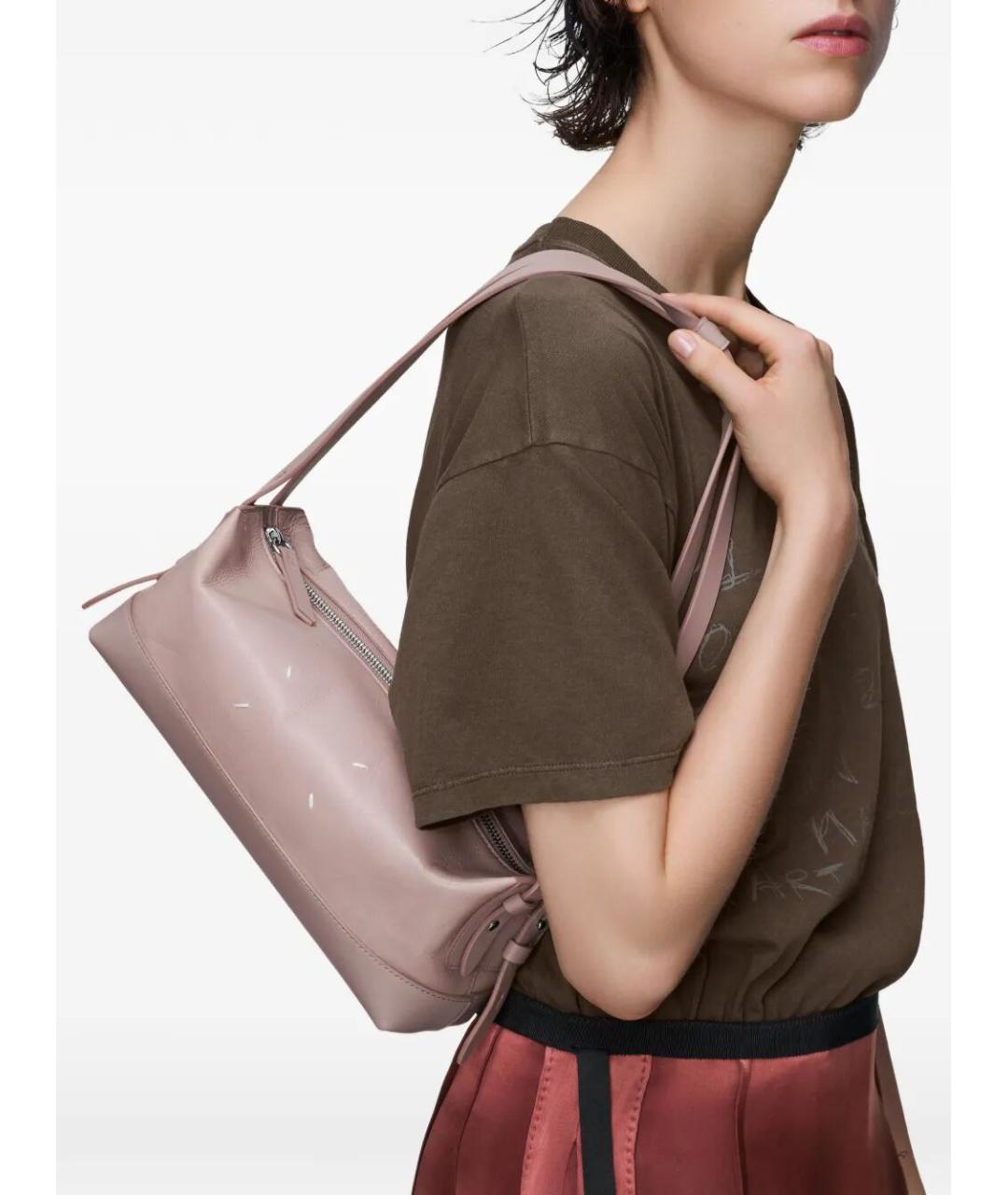 MAISON MARGIELA Розовая кожаная сумка с короткими ручками, фото 4