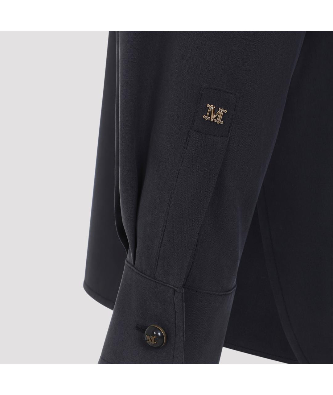 MAX MARA Темно-синяя шелковая рубашка, фото 4