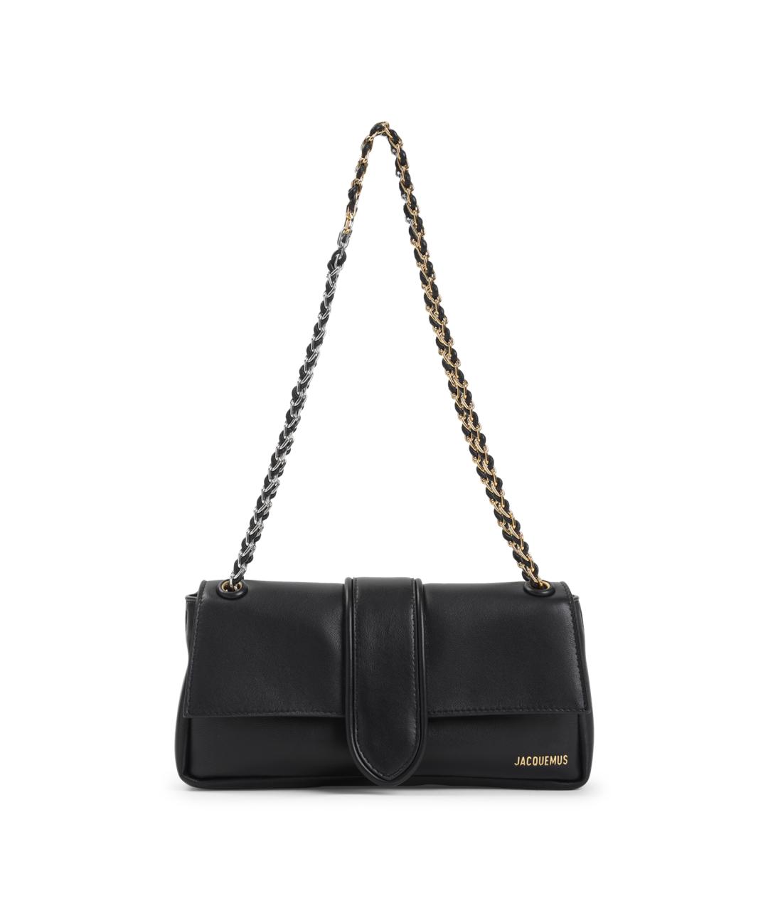 JACQUEMUS Черная кожаная сумка через плечо, фото 1