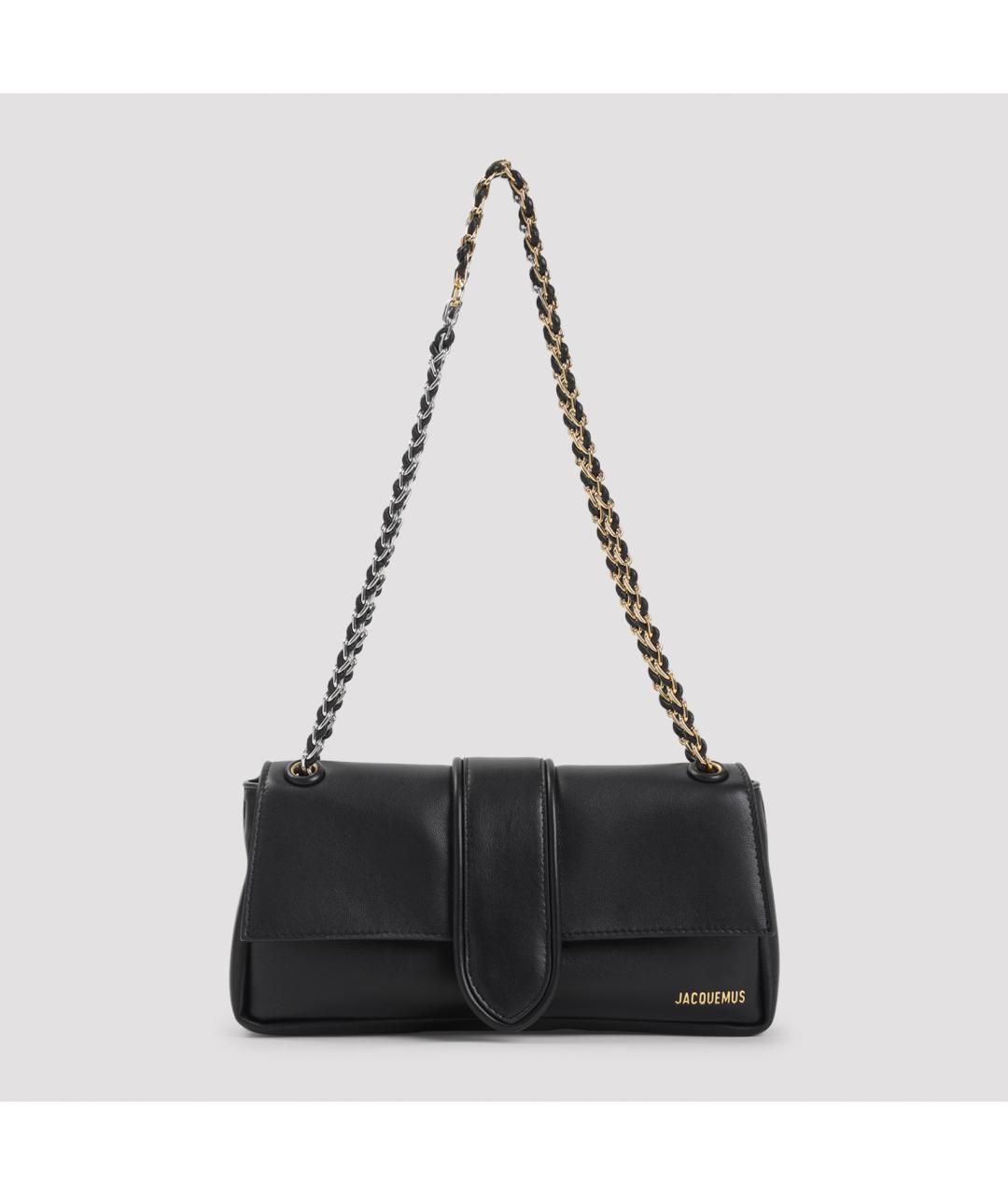 JACQUEMUS Черная кожаная сумка через плечо, фото 2