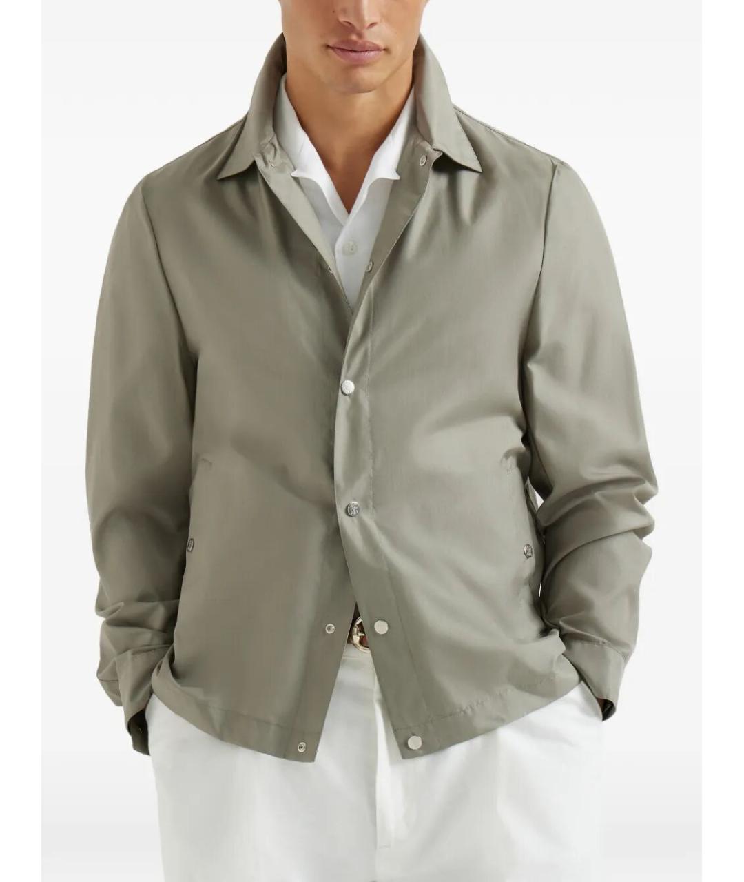 BRUNELLO CUCINELLI Серая шелковая куртка, фото 3