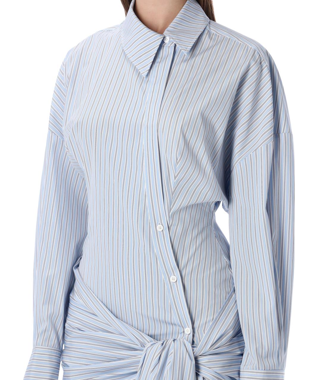 THE ATTICO Голубое хлопковое повседневное платье, фото 3