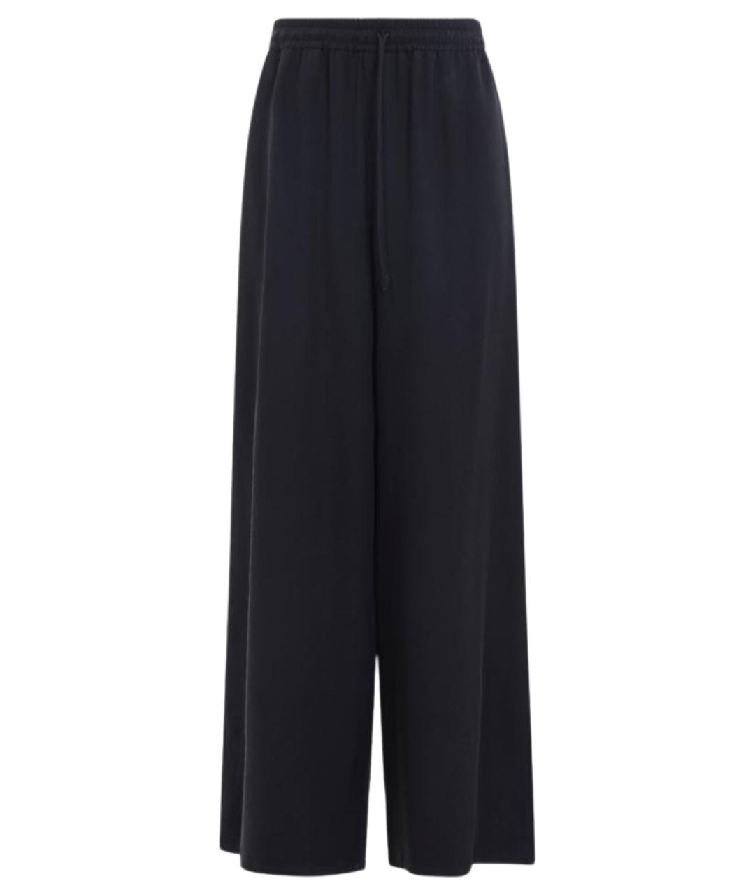 MAX MARA Темно-синие шелковые прямые брюки, фото 1