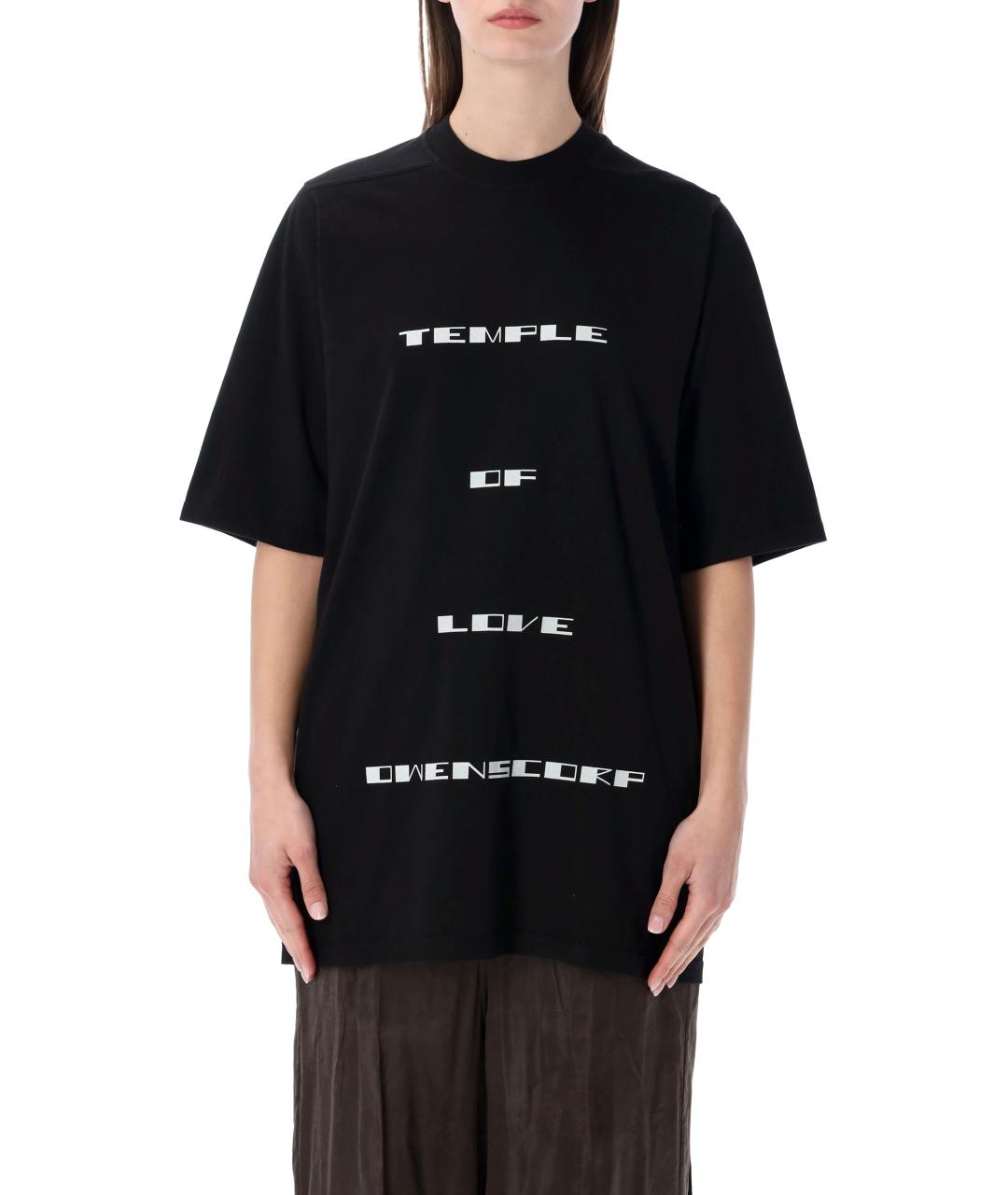 RICK OWENS Черная хлопковая футболка, фото 1