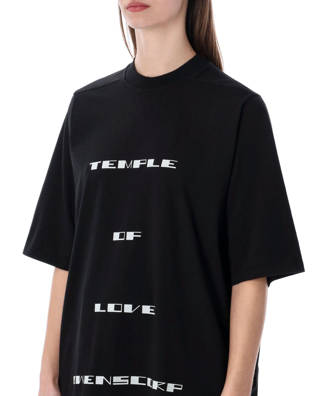 RICK OWENS Черная хлопковая футболка, фото 3