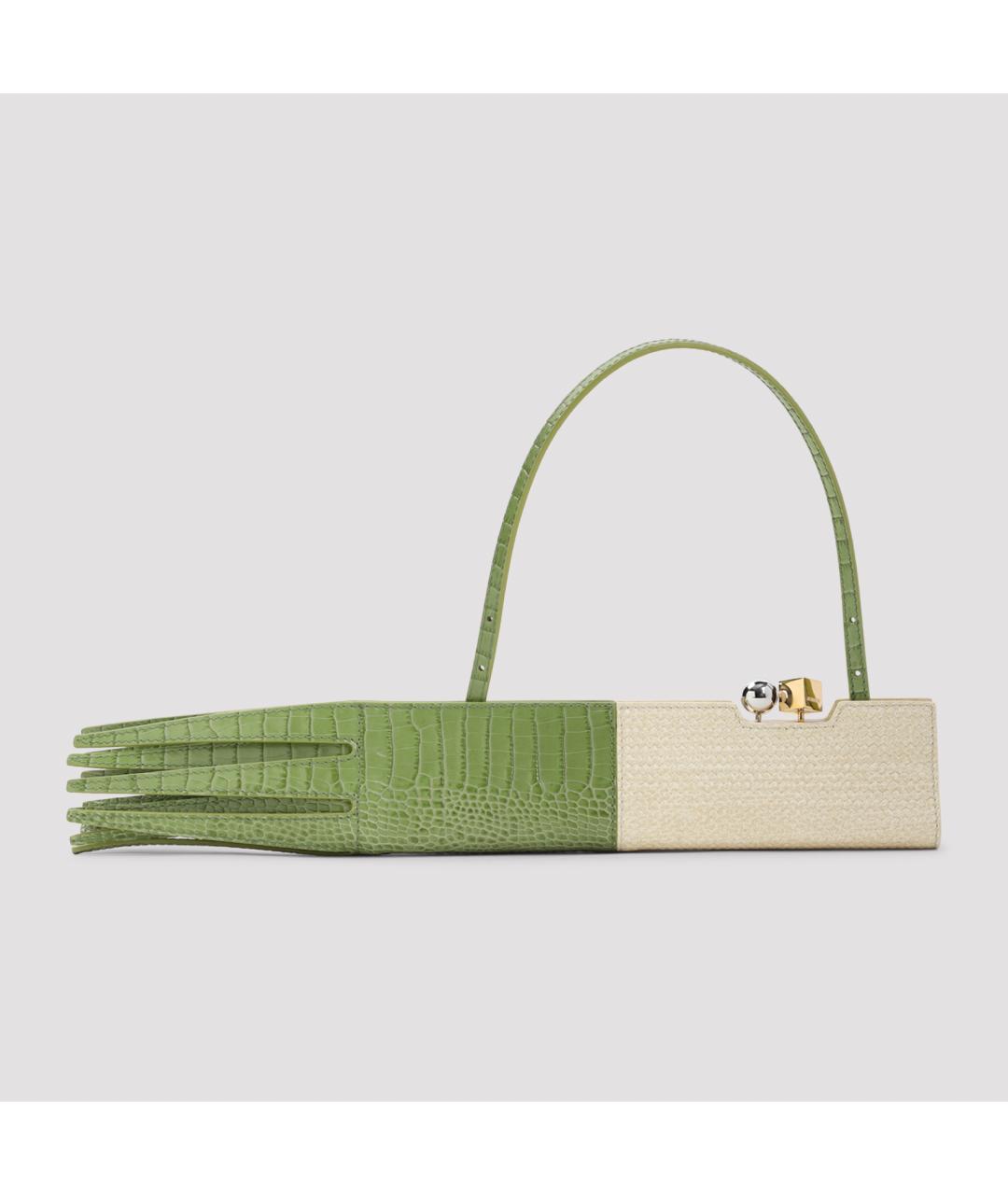 JACQUEMUS Зеленая кожаная сумка через плечо, фото 2