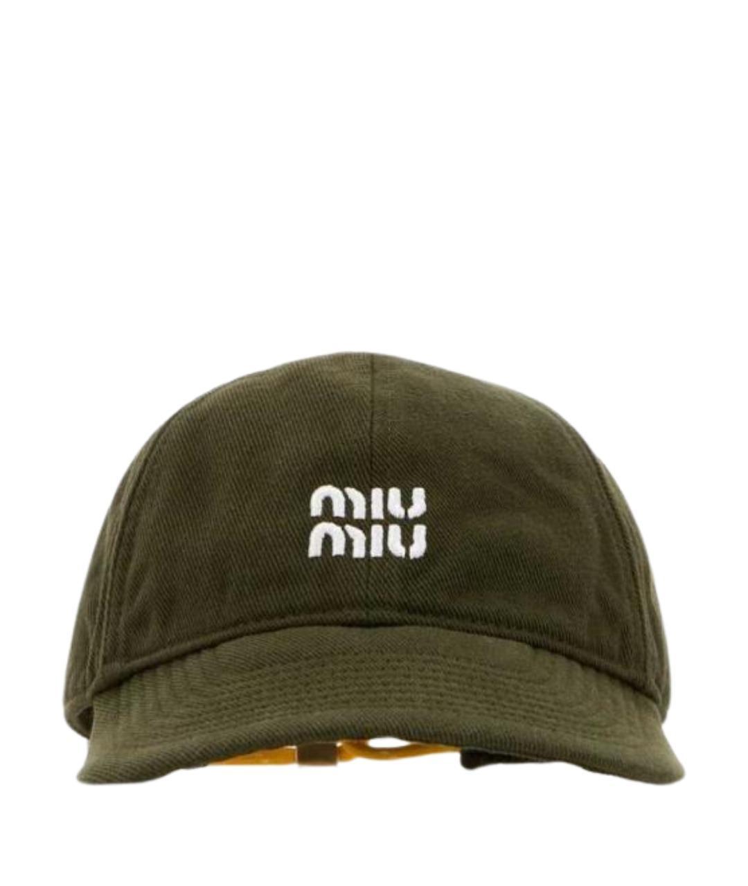 MIU MIU Зеленая хлопковая кепка, фото 3