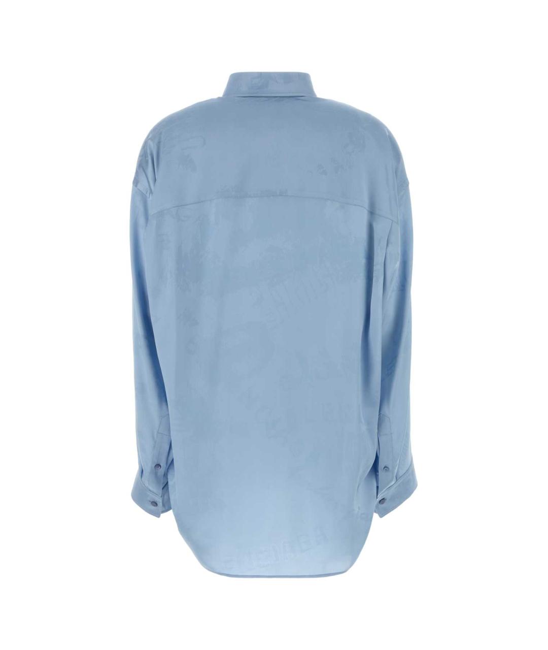 BALENCIAGA Голубая шелковая рубашка, фото 2