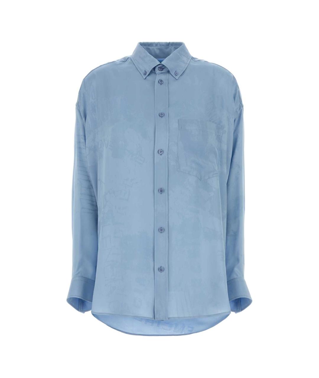 BALENCIAGA Голубая шелковая рубашка, фото 1