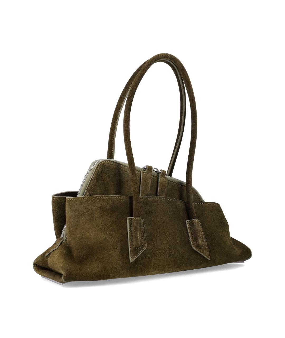 THE ATTICO Хаки замшевая сумка тоут, фото 2