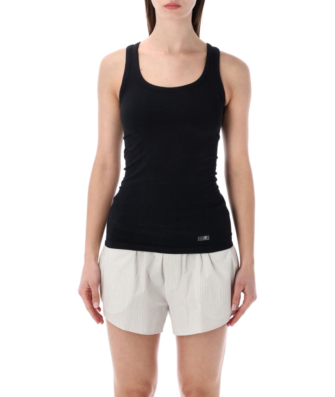 MM6 MAISON MARGIELA Черная хлопковая майка, фото 1