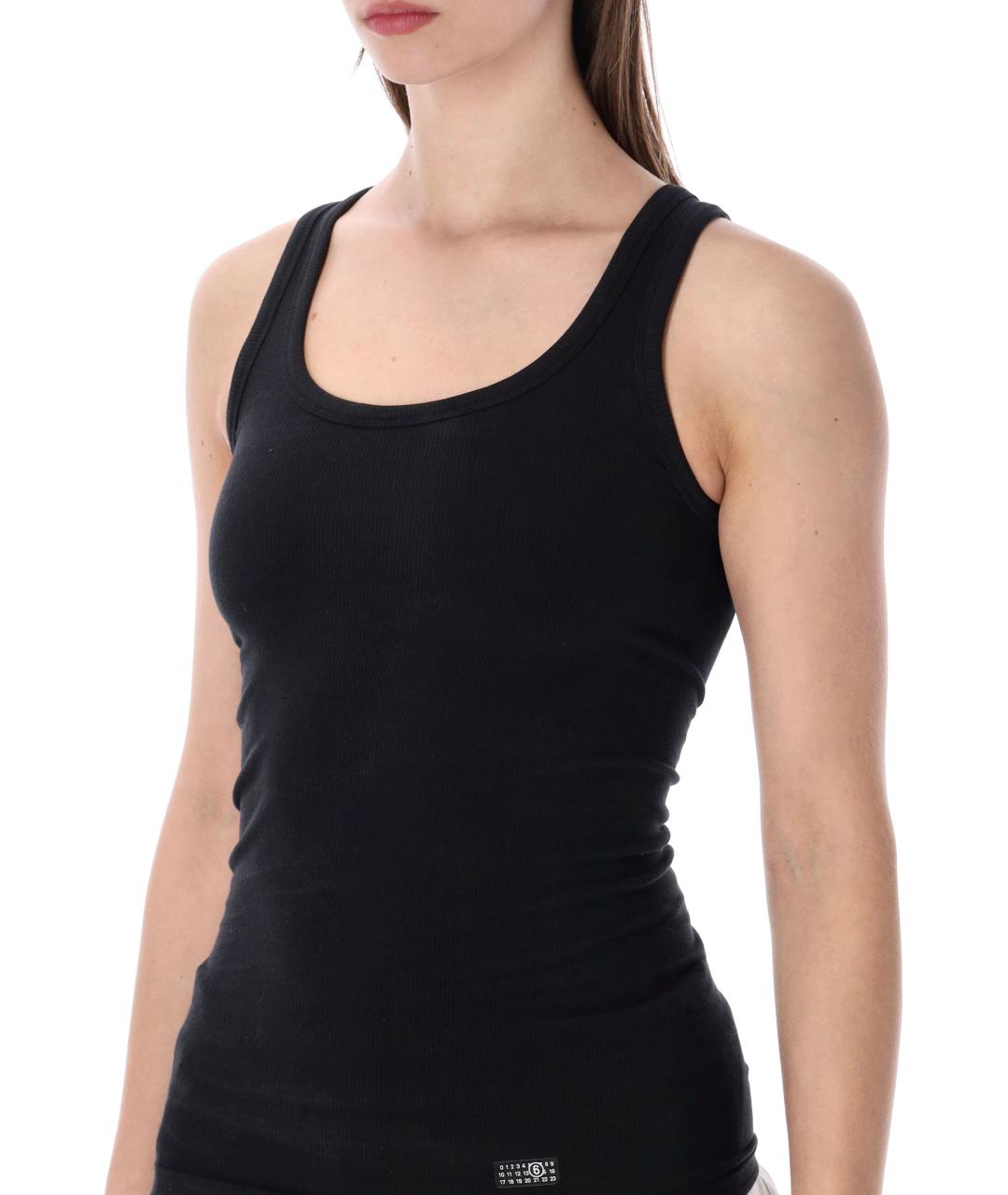 MM6 MAISON MARGIELA Черная хлопковая майка, фото 3