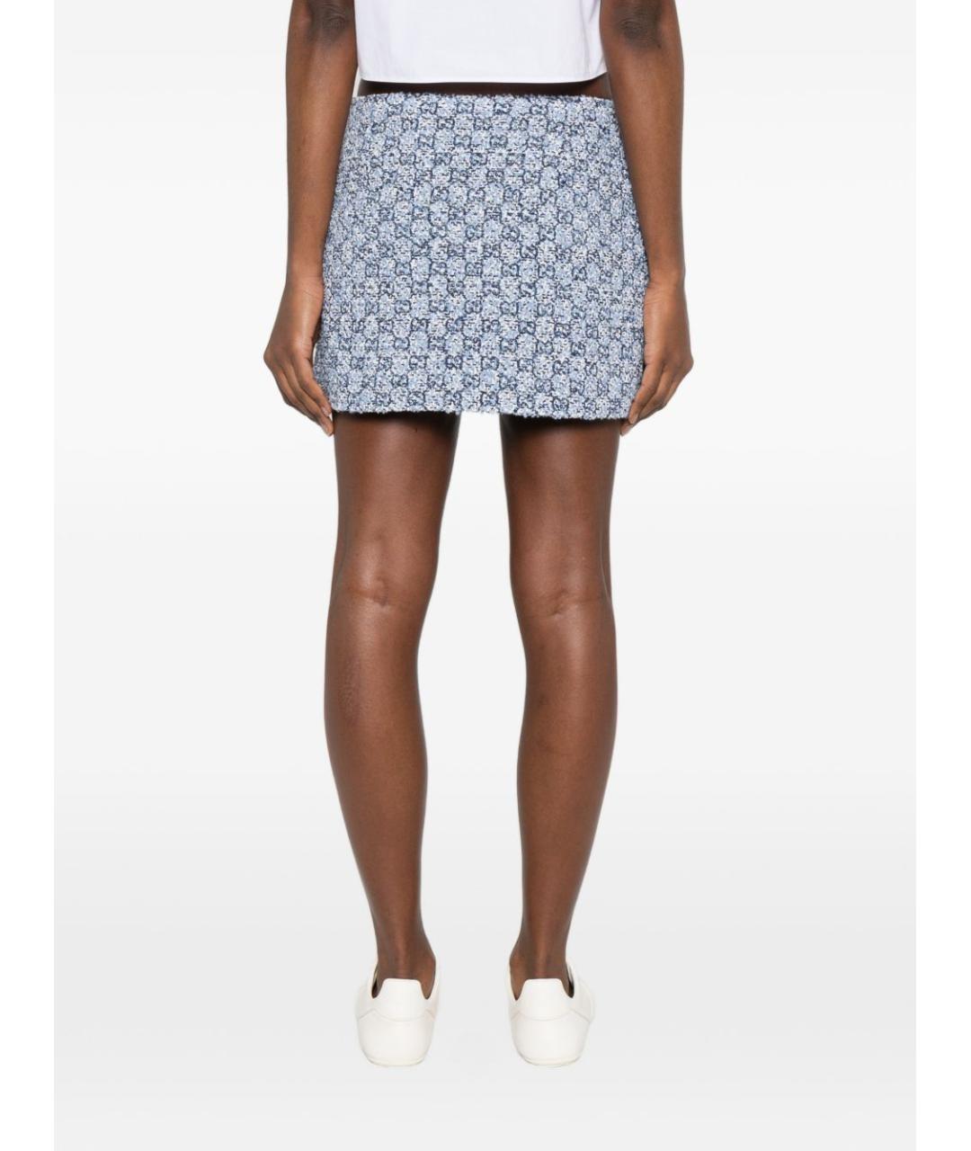 GUCCI Синяя хлопковая юбка мини, фото 4