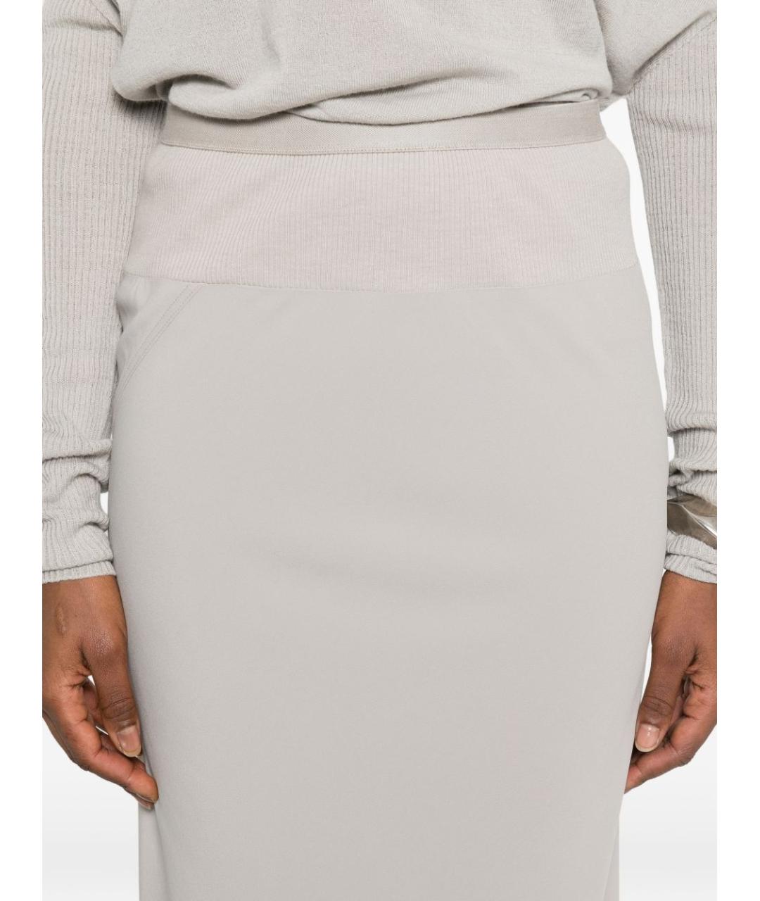 RICK OWENS Серая хлопковая юбка миди, фото 2