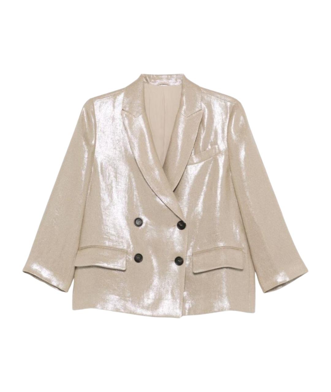 BRUNELLO CUCINELLI Бежевый льняной жакет/пиджак, фото 1