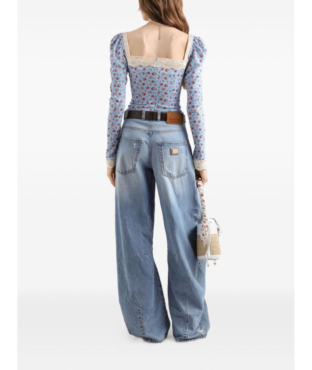 DOLCE&GABBANA Голубые хлопковые прямые джинсы, фото 5