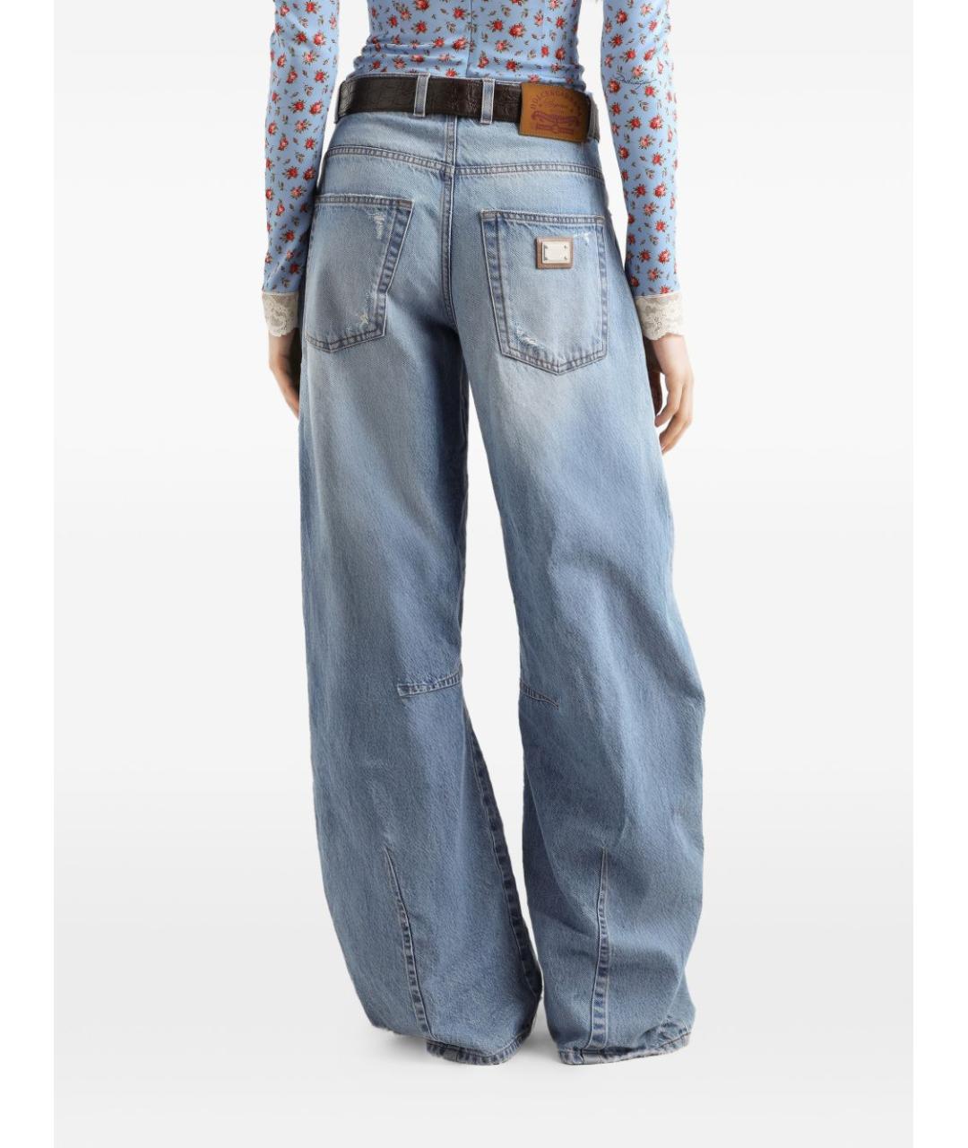 DOLCE&GABBANA Голубые хлопковые прямые джинсы, фото 2