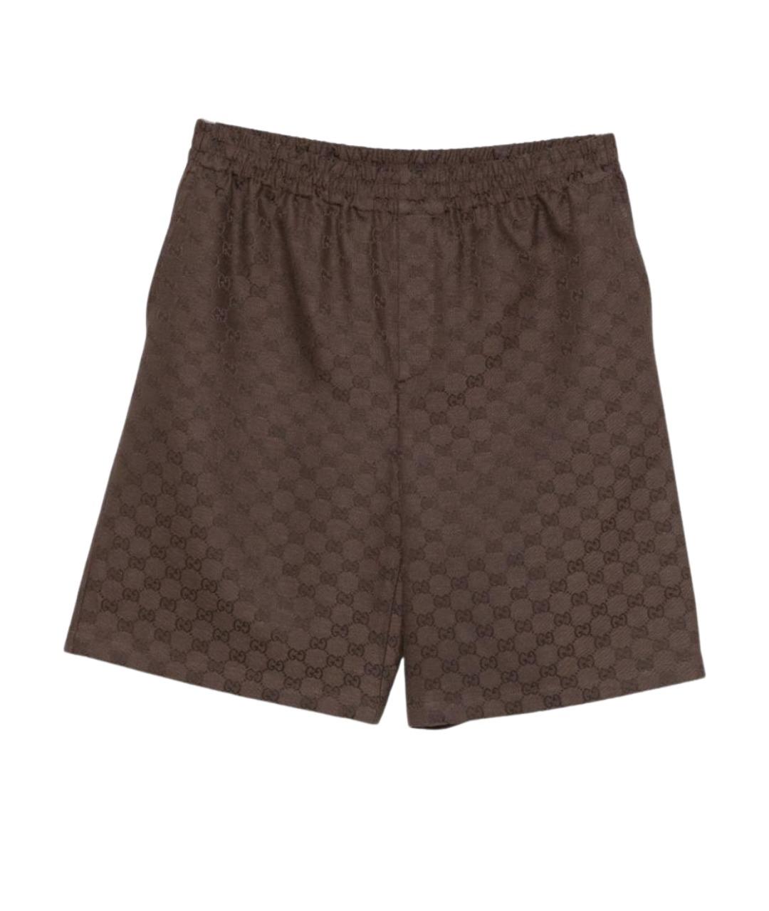 GUCCI Коричневые льняные шорты, фото 1