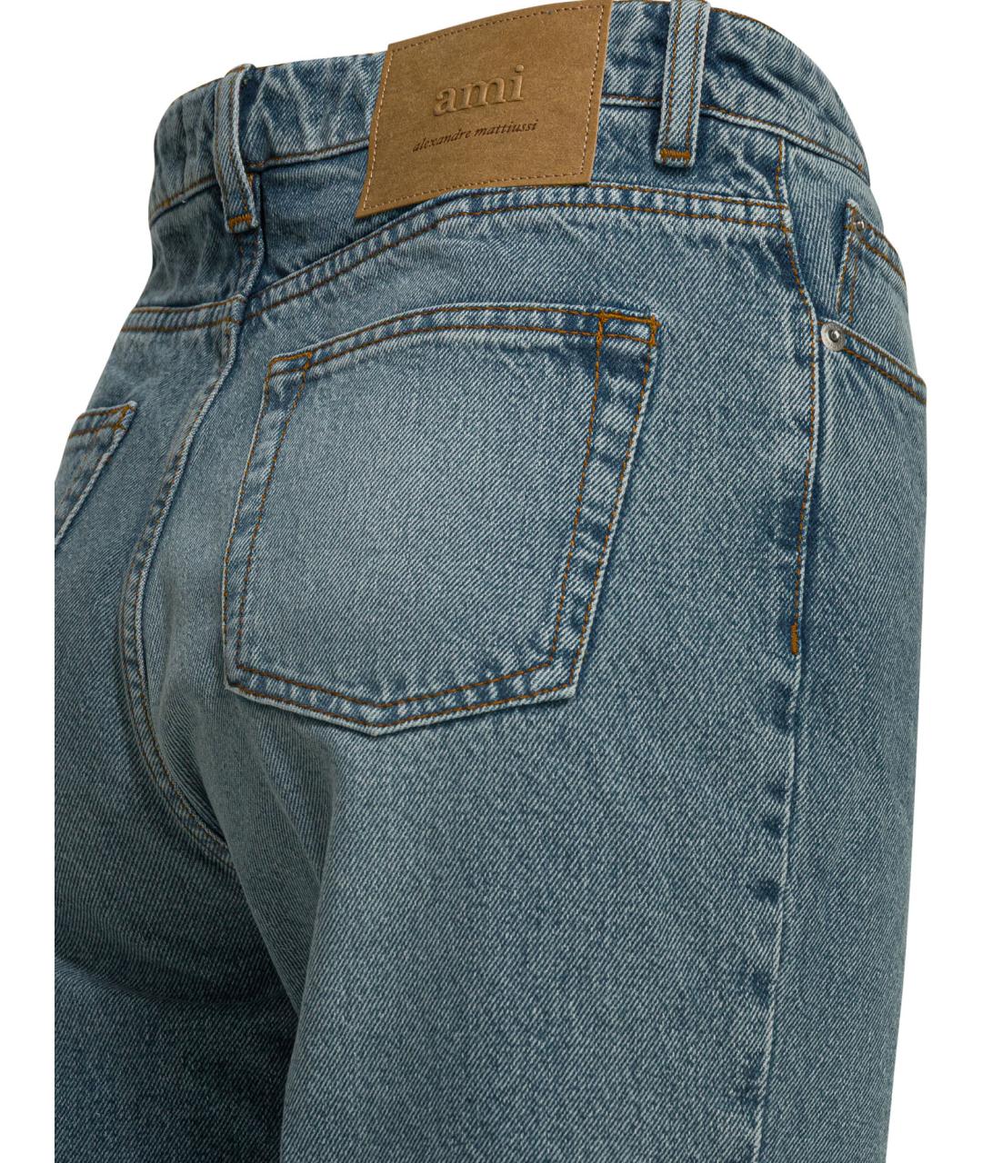 Ami Paris Голубые хлопковые прямые джинсы, фото 4