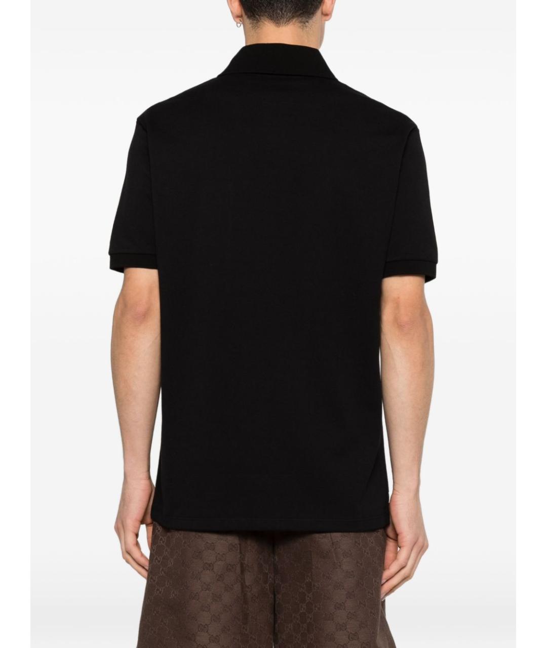 GUCCI Черное хлопковое поло с коротким рукавом, фото 4