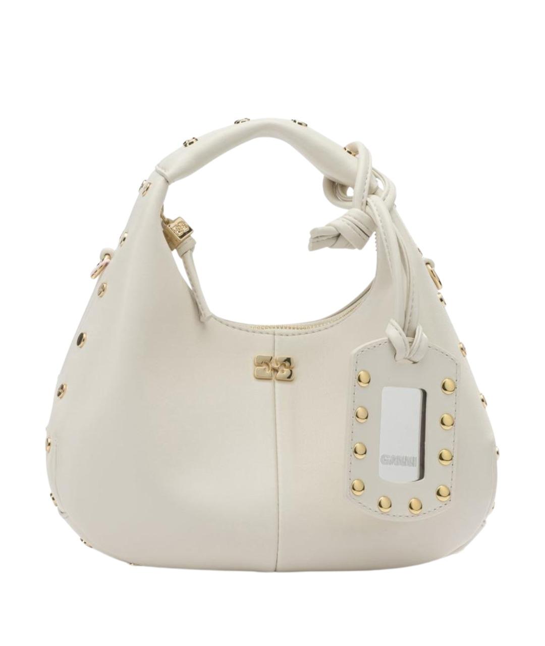 GANNI Белая кожаная сумка с короткими ручками, фото 1