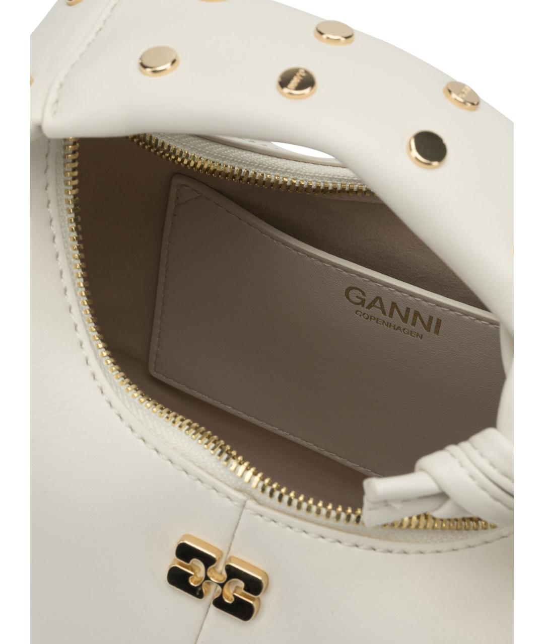 GANNI Белая кожаная сумка с короткими ручками, фото 5